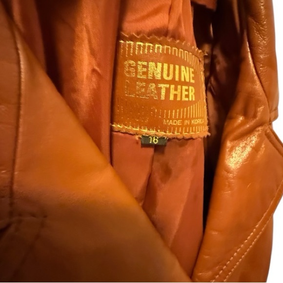 Vintage Leather Belted Jacket as is - Picture 7 of 8